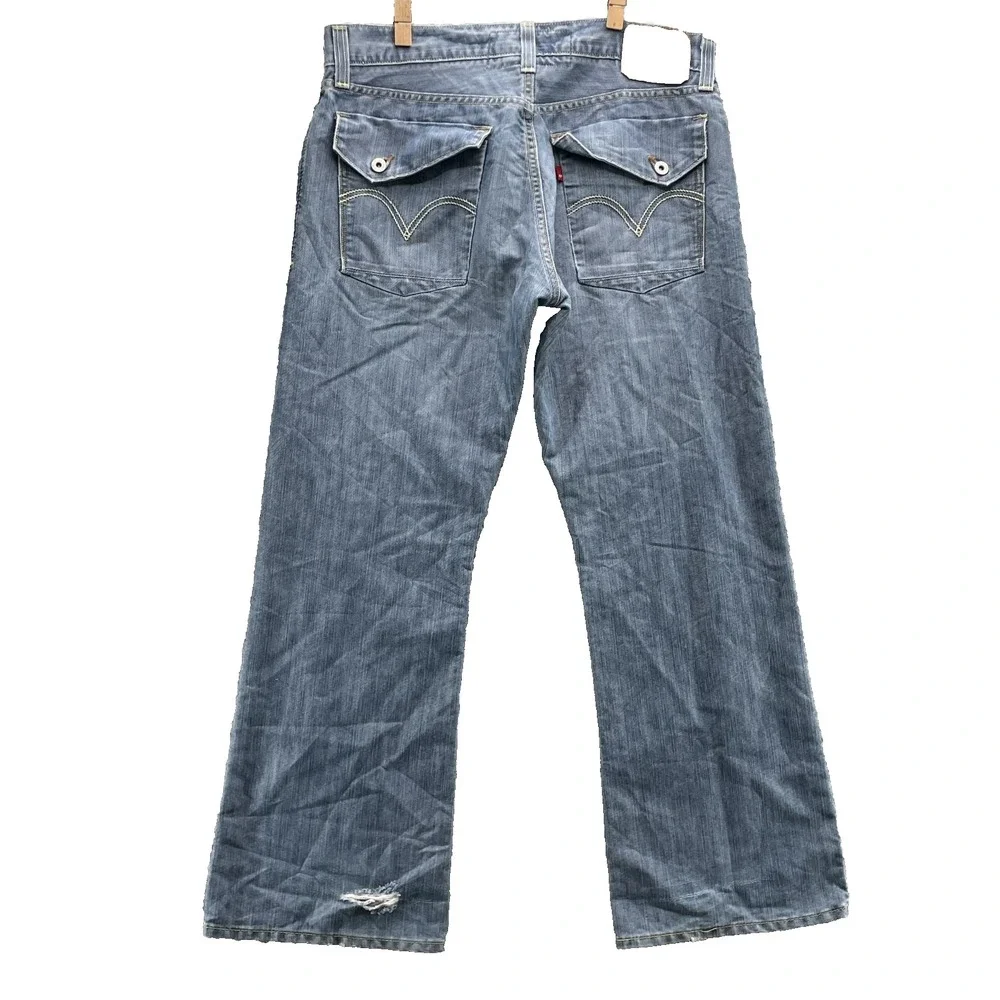 Levi's 527 Jeans Mens 36x30* Low Bootcut Whisker Denim Pants Western Flip Pocket